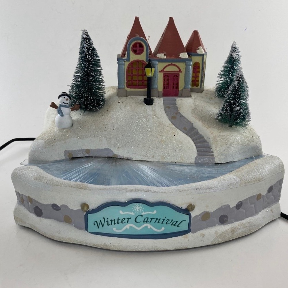 Vtg Avon Fiber Optic Winter Carnival Pond Christmas Village 2005 Topwell F955781